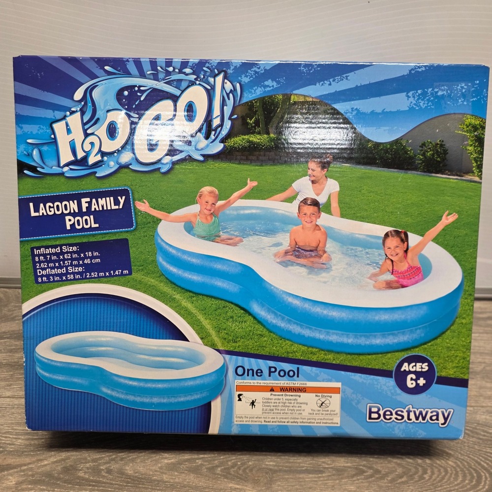 Bestway H2OGO! Lagoon Family Pool Blue Inflatable 8ft 7in x 62in x 18in NEW